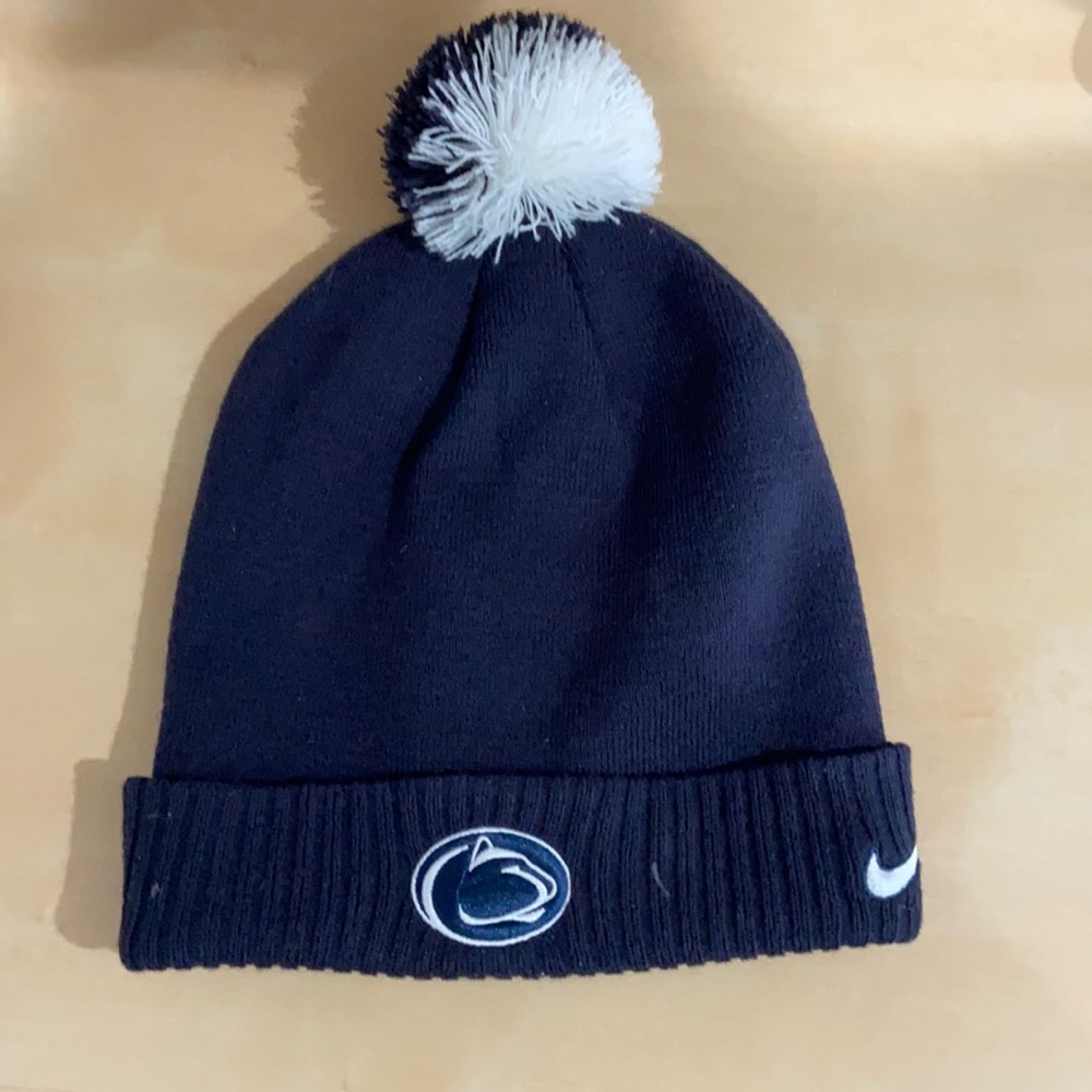 A navy Penn State winter beanie